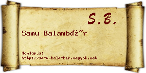 Samu Balambér névjegykártya